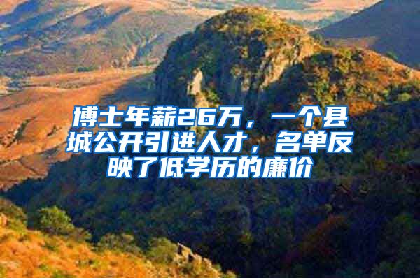 博士年薪26万，一个县城公开引进人才，名单反映了低学历的廉价