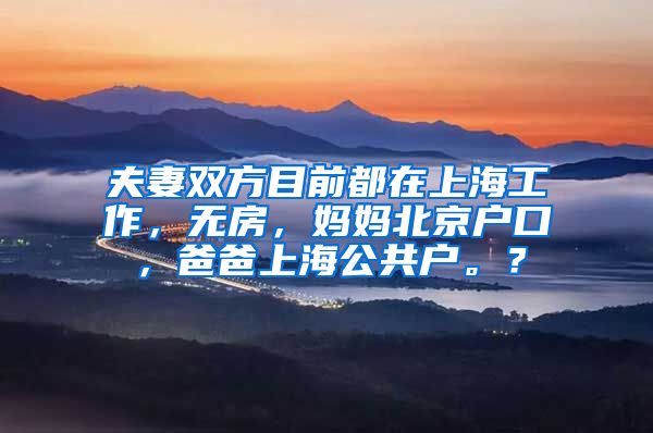夫妻双方目前都在上海工作，无房，妈妈北京户口，爸爸上海公共户。？