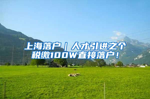 上海落户｜人才引进之个税缴100W直接落户！