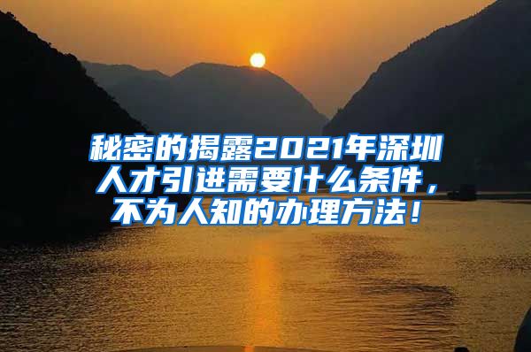 秘密的揭露2021年深圳人才引进需要什么条件，不为人知的办理方法！