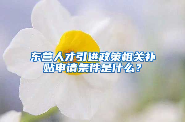 东营人才引进政策相关补贴申请条件是什么？