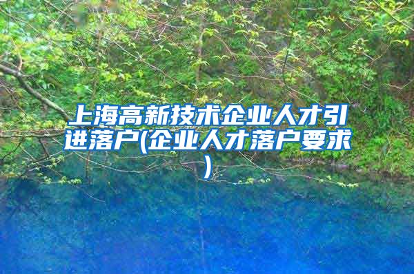 上海高新技术企业人才引进落户(企业人才落户要求)