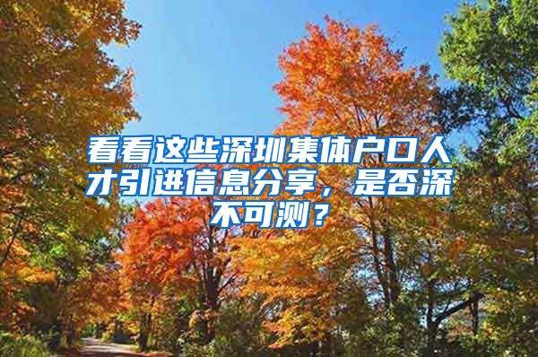 看看这些深圳集体户口人才引进信息分享，是否深不可测？