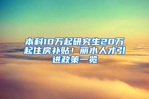 本科10万起研究生20万起住房补贴！丽水人才引进政策一览