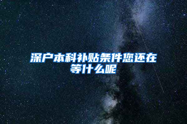深户本科补贴条件您还在等什么呢