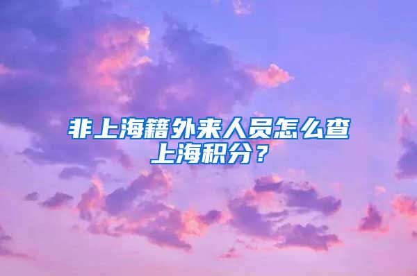 非上海籍外来人员怎么查上海积分？