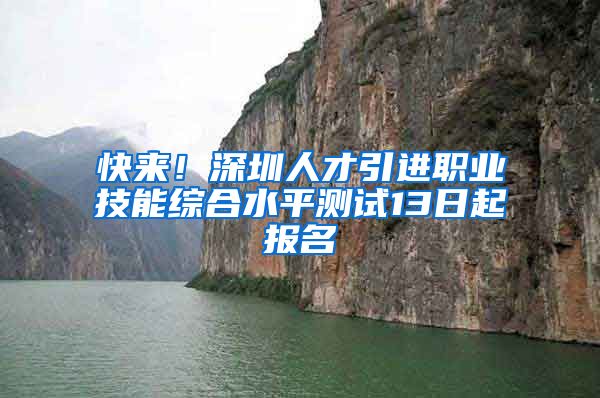 快来！深圳人才引进职业技能综合水平测试13日起报名