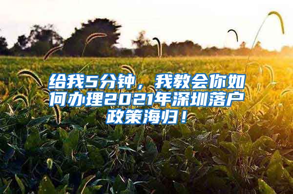 给我5分钟，我教会你如何办理2021年深圳落户政策海归！