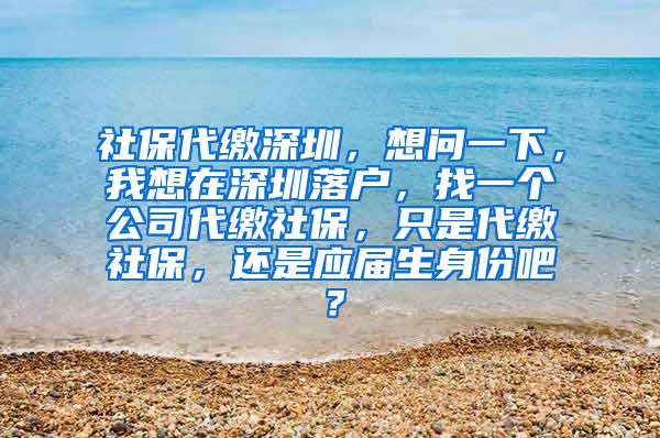 社保代缴深圳，想问一下，我想在深圳落户，找一个公司代缴社保，只是代缴社保，还是应届生身份吧？