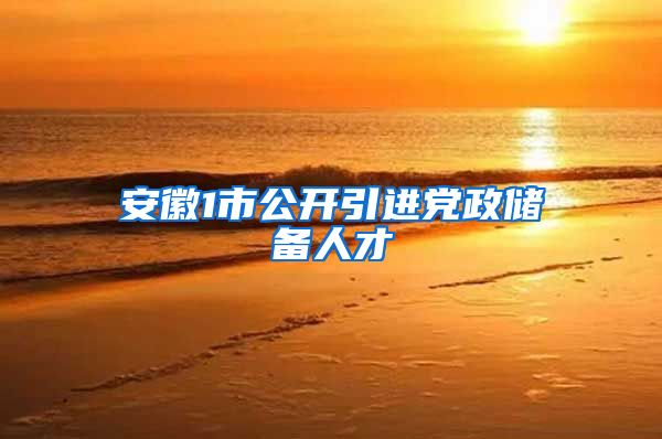安徽1市公开引进党政储备人才