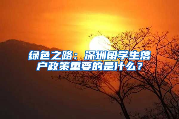 绿色之路：深圳留学生落户政策重要的是什么？