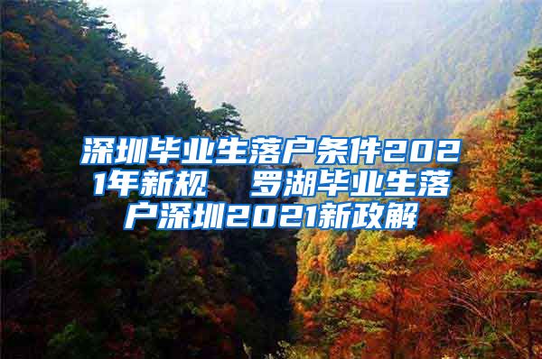 深圳毕业生落户条件2021年新规  罗湖毕业生落户深圳2021新政解