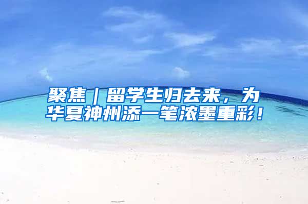 聚焦｜留学生归去来，为华夏神州添一笔浓墨重彩！