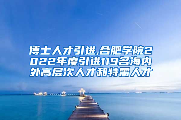 博士人才引进,合肥学院2022年度引进119名海内外高层次人才和特需人才
