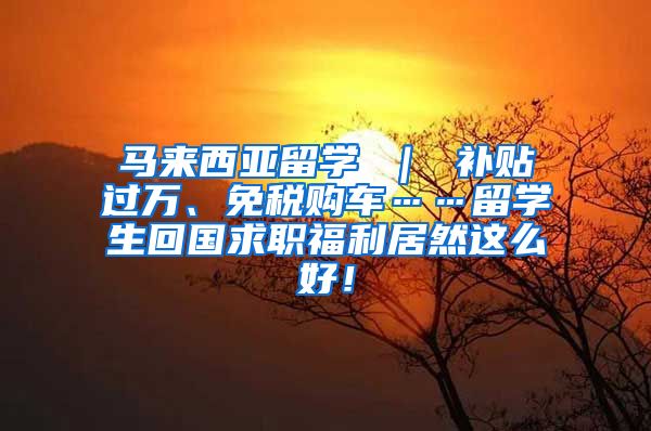 马来西亚留学 ｜ 补贴过万、免税购车……留学生回国求职福利居然这么好！