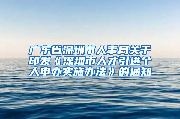 广东省深圳市人事局关于印发《深圳市人才引进个人申办实施办法》的通知