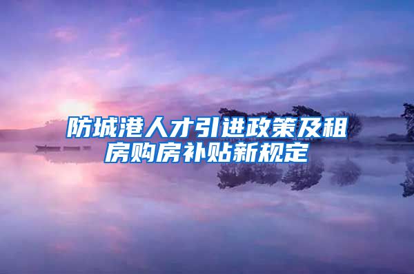 防城港人才引进政策及租房购房补贴新规定