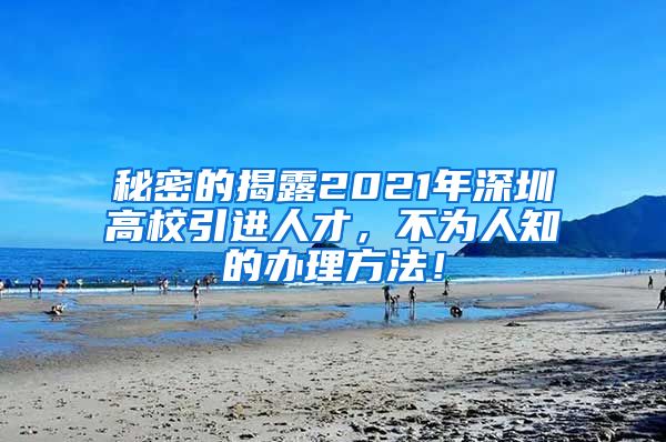 秘密的揭露2021年深圳高校引进人才，不为人知的办理方法！
