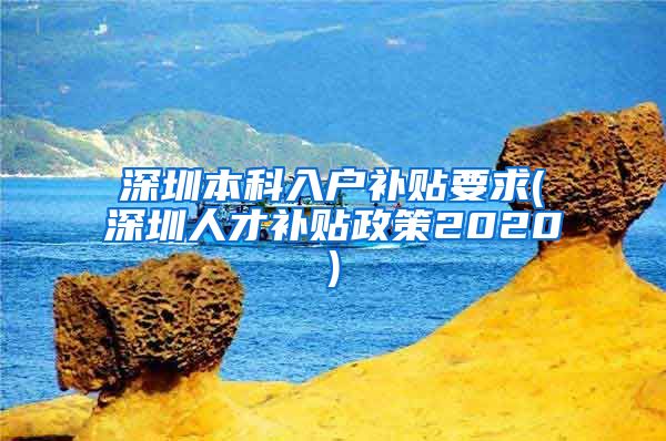深圳本科入户补贴要求(深圳人才补贴政策2020)