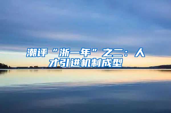 潮评“浙一年”之二：人才引进机制成型