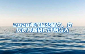 2020年深圳公租房，安居房最新供应计划曝光